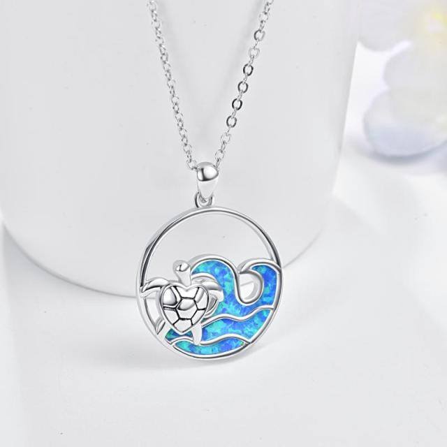 Collier pendentif en forme de tortue de mer en argent sterling et zircon-4