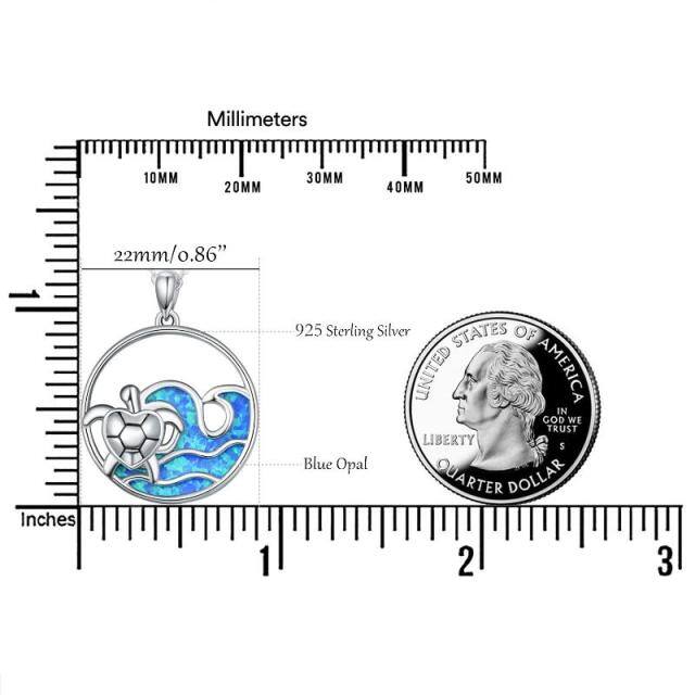 Halskette mit Meeresschildkröte-Gischt-Anhänger aus Sterlingsilber mit Zirkonia-5