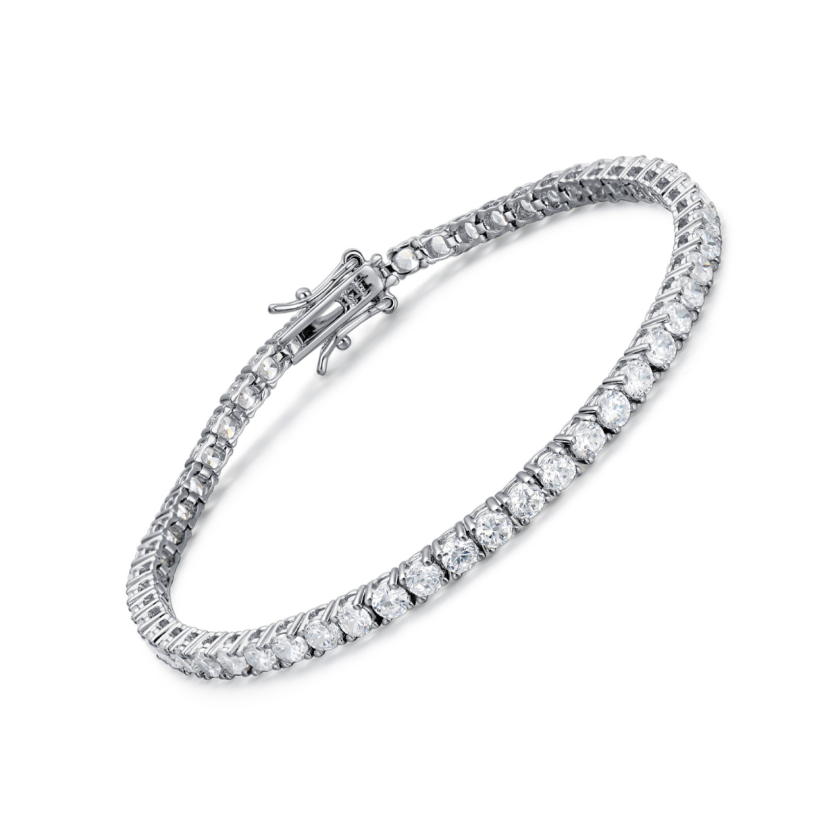 Sterling Silver Zircon Tennis Chain Bracelet For Women-1