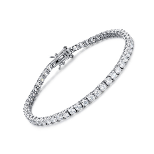 Sterling Silver Zircon Tennis Tennis Chain Bracelet