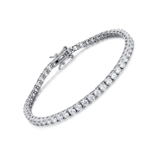 Sterling Silver Zircon Tennis Tennis Chain Bracelet-1