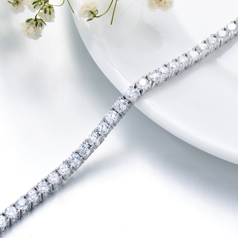 Pulseira de corrente de tênis de zircão em prata esterlina para mulheres-4