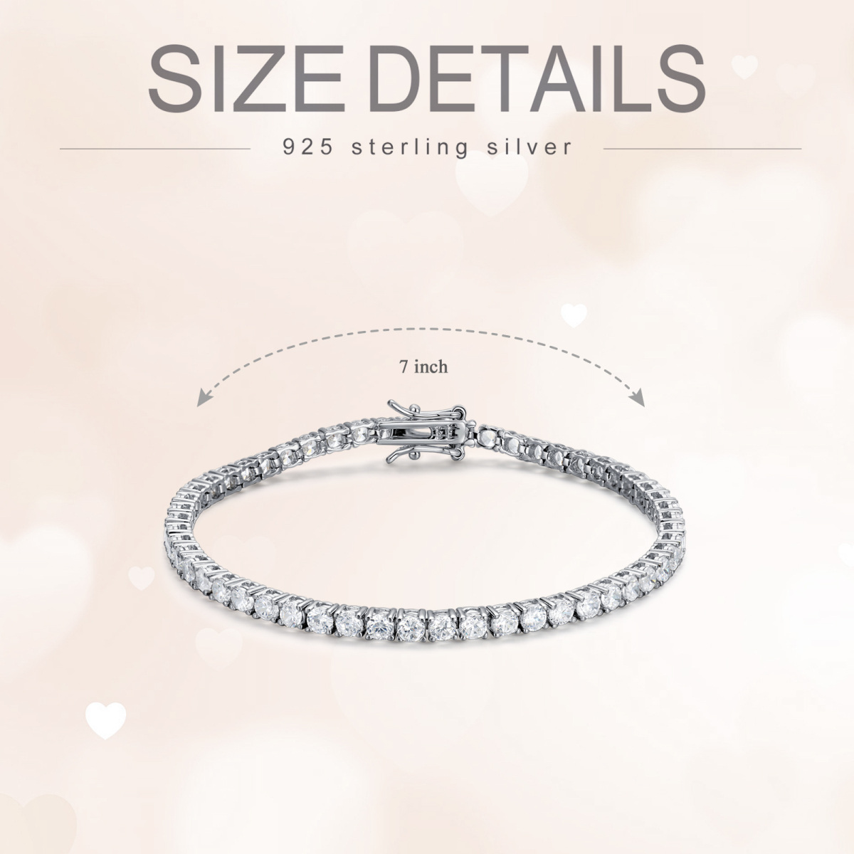 Sterling Silver Zircon Tennis Chain Bracelet For Women-5