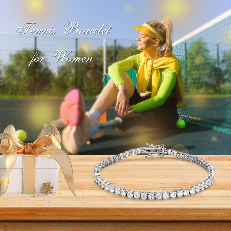 Pulseira de corrente de tênis de zircão em prata esterlina para mulheres-6