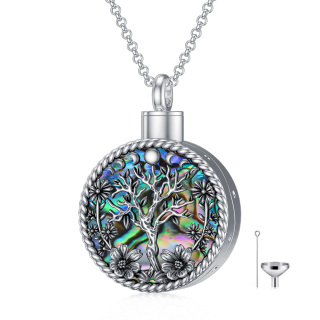 Sterling SilverAbalone Shellfish Tree Of Life & Moon Phases Urn Necklace for Ashes-39