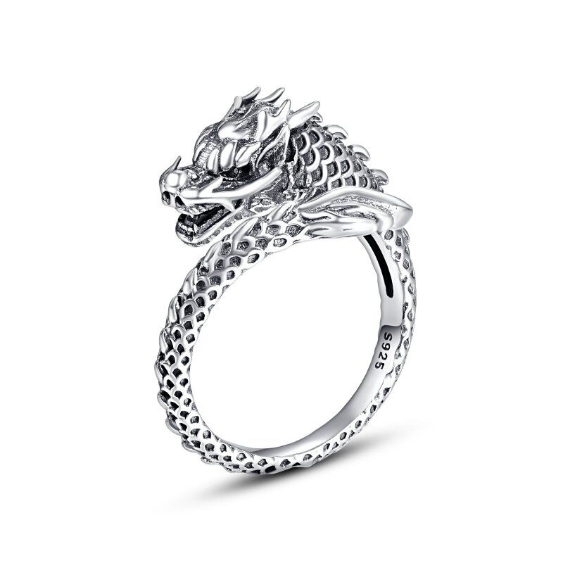 Sterling Silver Dragon Open Ring-1