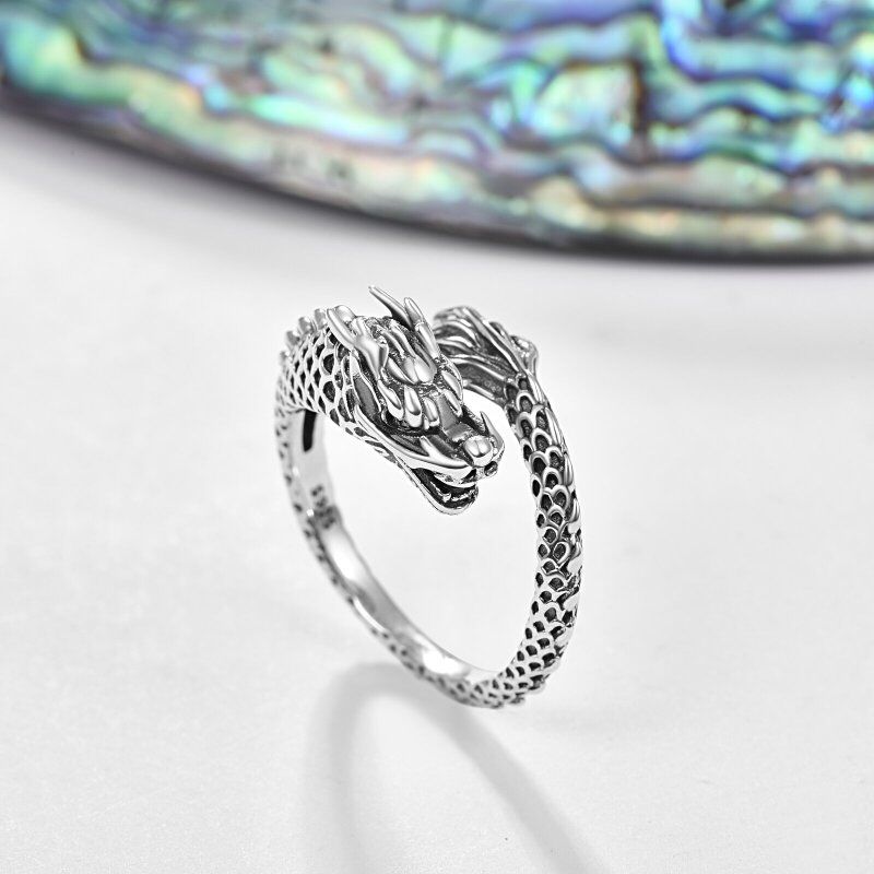 Sterling Silver Dragon Open Ring-5