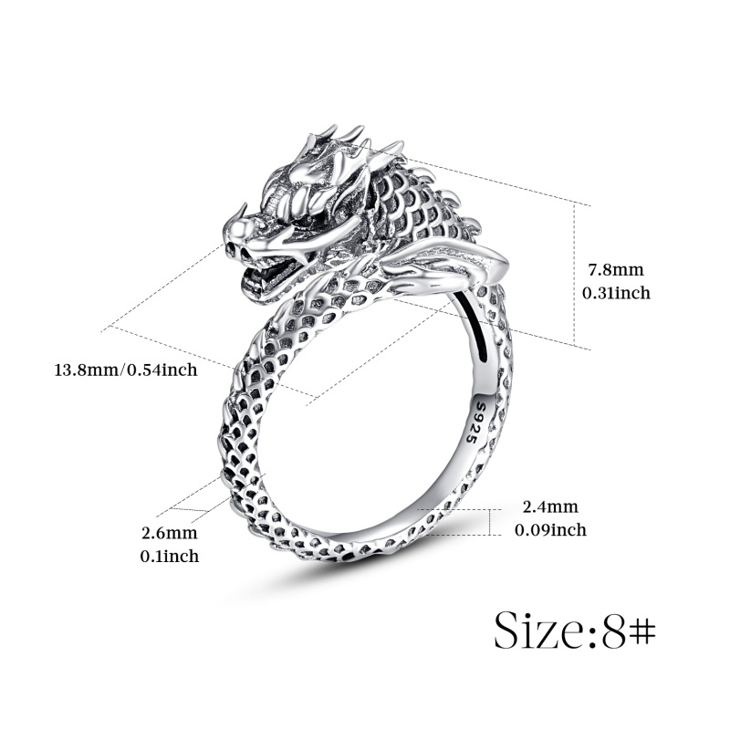 Sterling Silver Dragon Open Ring-7
