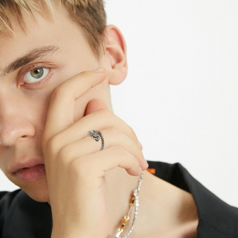 Sterling Silver Dragon Open Ring-3