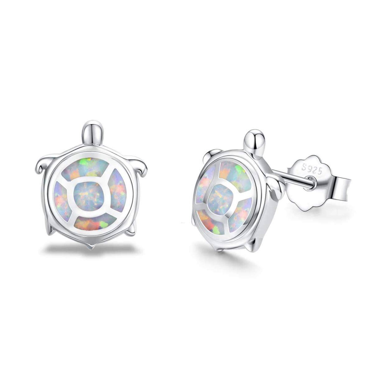 Sterling Silver Opal Tortoise Stud Earrings for Women Kids-1