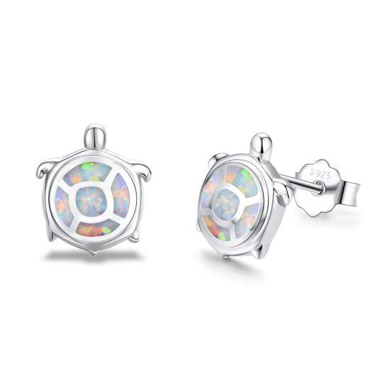 Ohrstecker aus Sterlingsilber mit Opal und Schildkröte für Frauen und Kinder