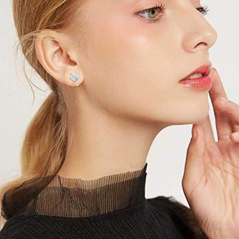 أقراط مرصعة بالفضة الإسترلينية مرصعة بحجر أوبال على شكل سلحفاة للنساء والأطفال-3