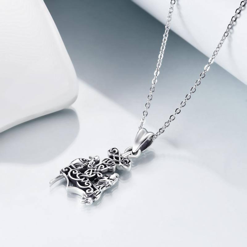 Sterling Zilveren Wolf Thors Hamer Hanger Ketting-3