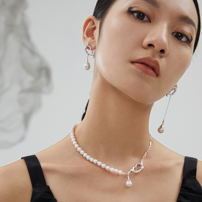 スターリングシルバー 16インチ ラウンドパールストランドネックレス-3