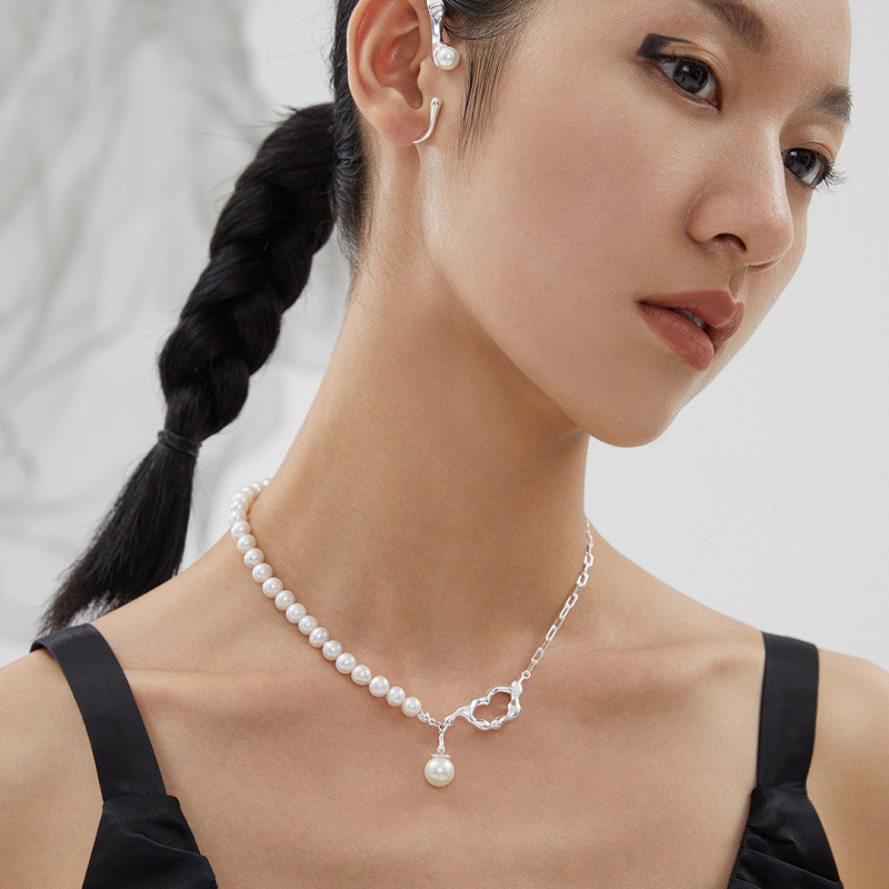 スターリングシルバー 16インチ ラウンドパールストランドネックレス-5