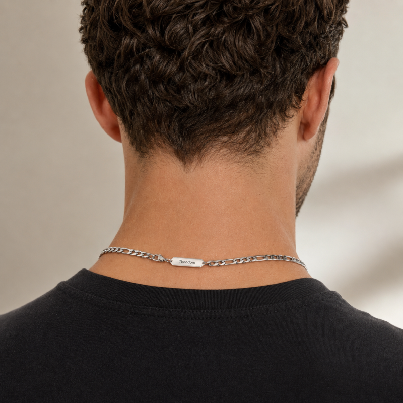 14K White Gold 3.0mm Engravable Figaro Link Chain Necklace for Men Available in 18 to 26 Inch-2