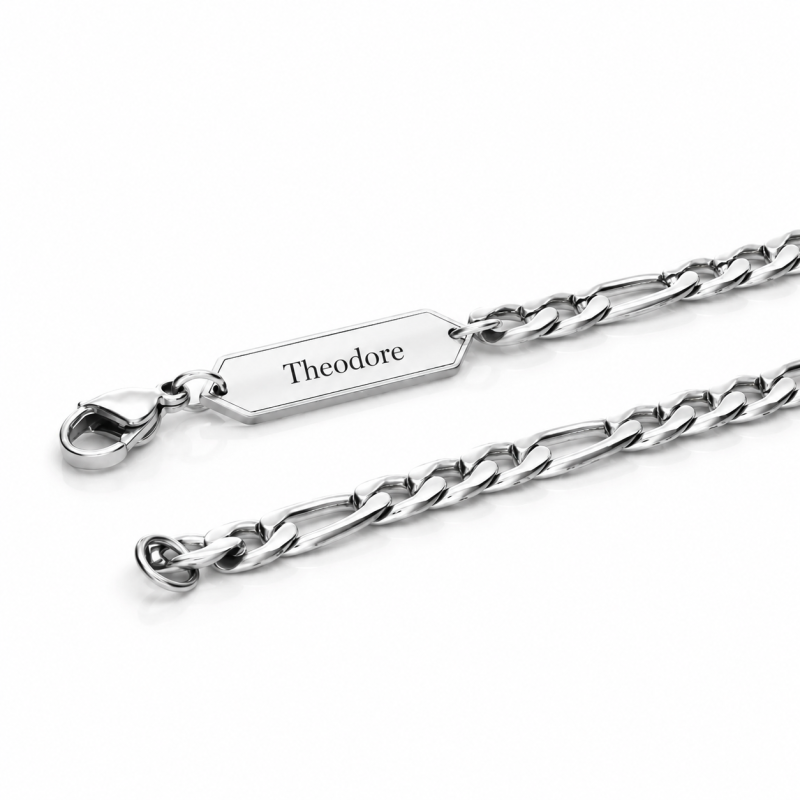 14K White Gold 3.0mm Engravable Figaro Link Chain Necklace for Men Available in 18 to 26 Inch-3