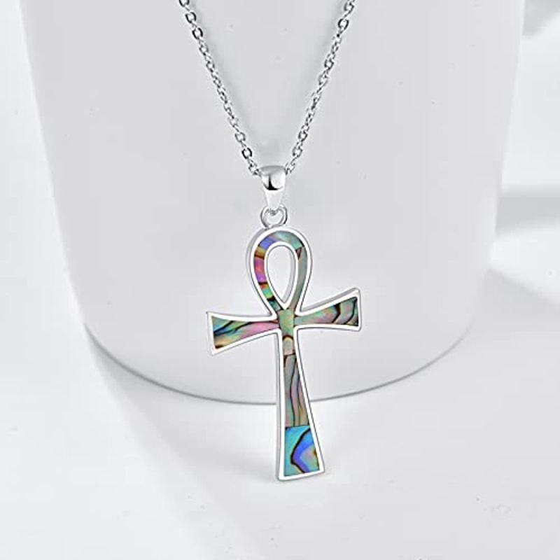 Collar Colgante Ankh Abalón Marisco Plata de Ley-3