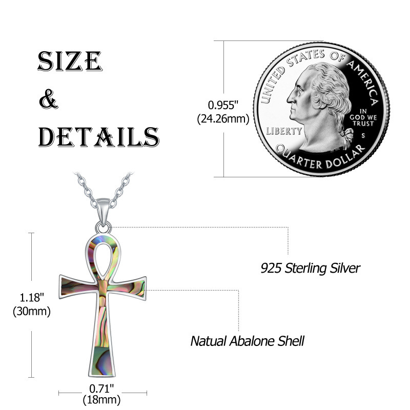 Collar Colgante Ankh Abalón Marisco Plata de Ley-4