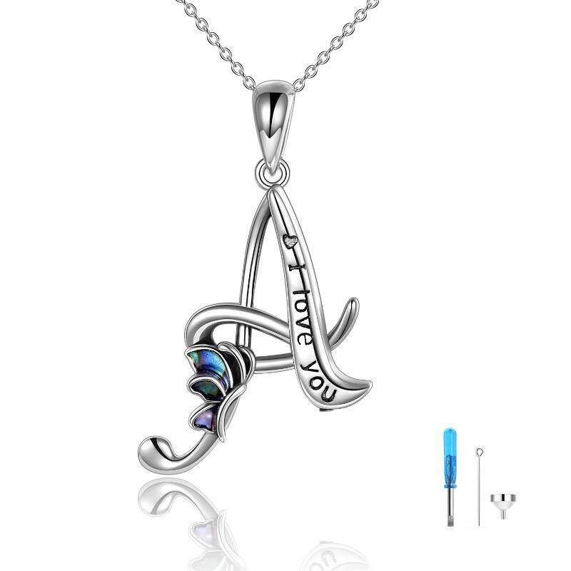Collar Urna Abalón Mariposa en Plata de Ley con Palabra Grabada-6