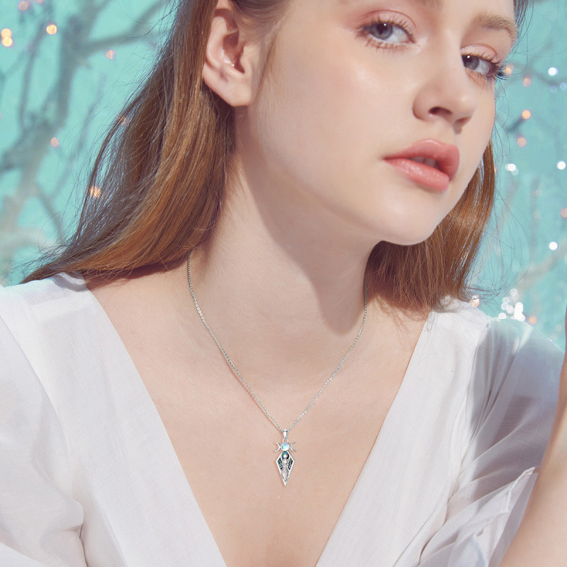 Collier en argent sterling avec abalone, coquillage et pierre de lune, triple pendentif dé-2