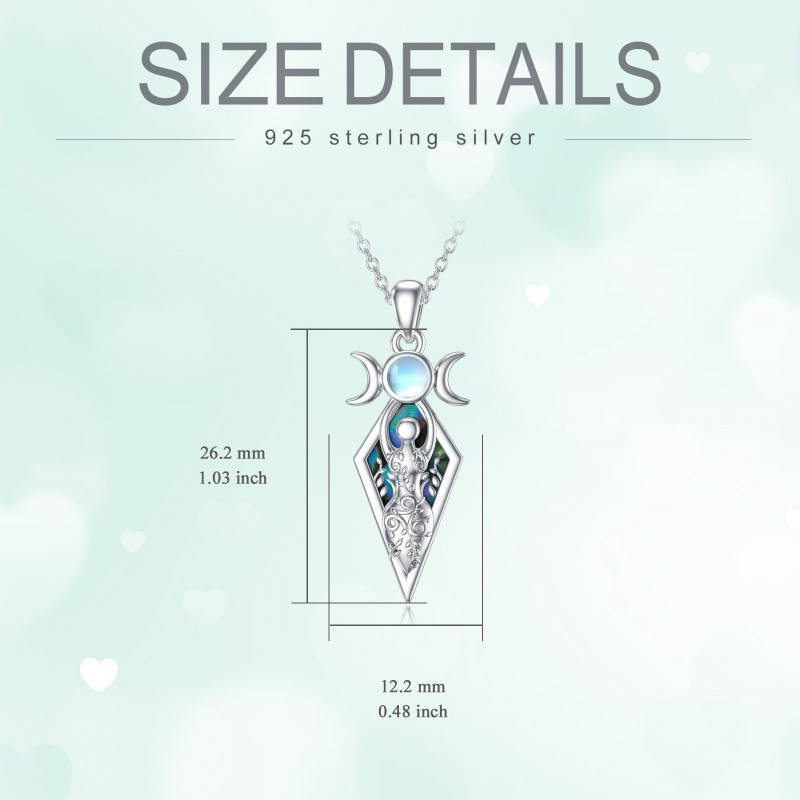 Collier en argent sterling avec abalone, coquillage et pierre de lune, triple pendentif dé-5
