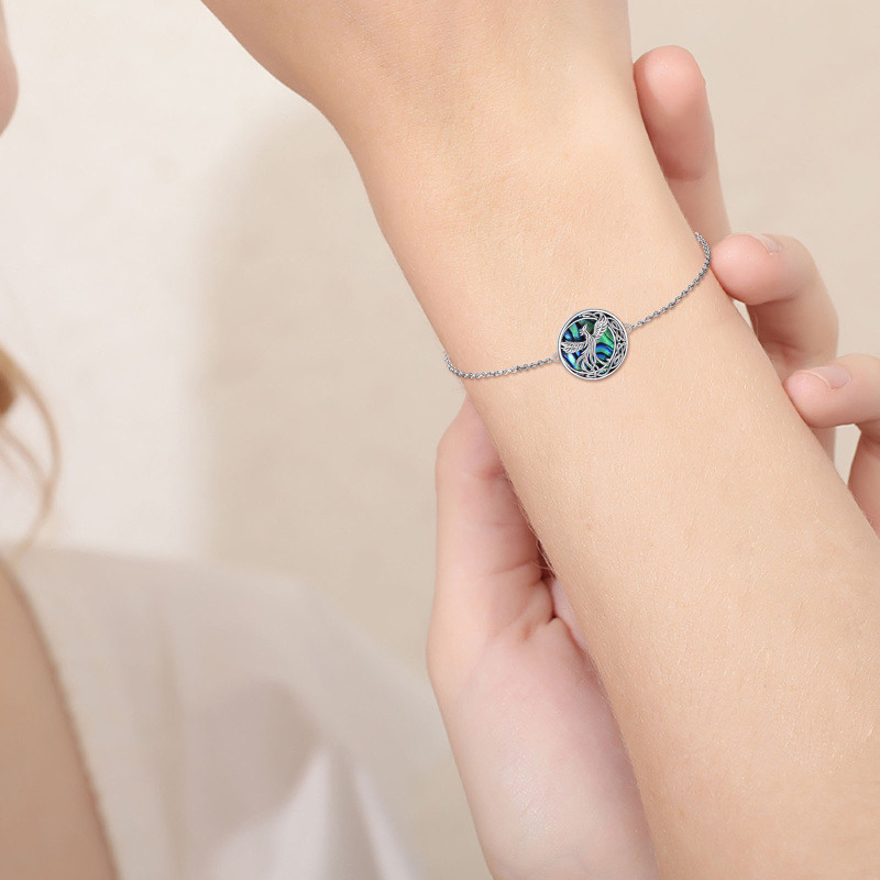 Pulsera de plata de ley conchas de abulón Fénix y nudo celta-2