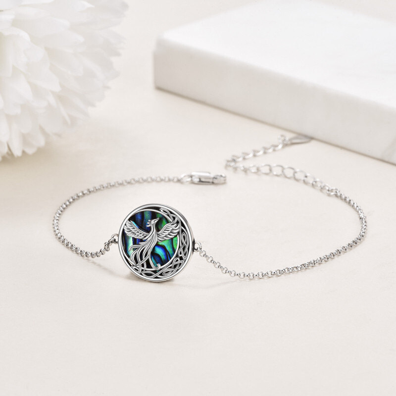Pulsera de plata de ley conchas de abulón Fénix y nudo celta-4