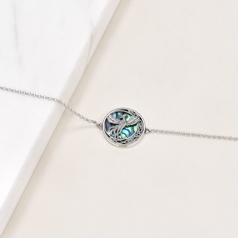 Pulsera de plata de ley conchas de abulón Fénix y nudo celta-5
