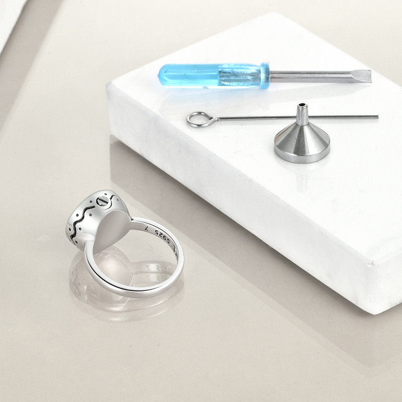 Anillo de urna de luna con nudo celta y árbol de la vida de marisco abulón en plata de ley con palabra grabada para mujer-4