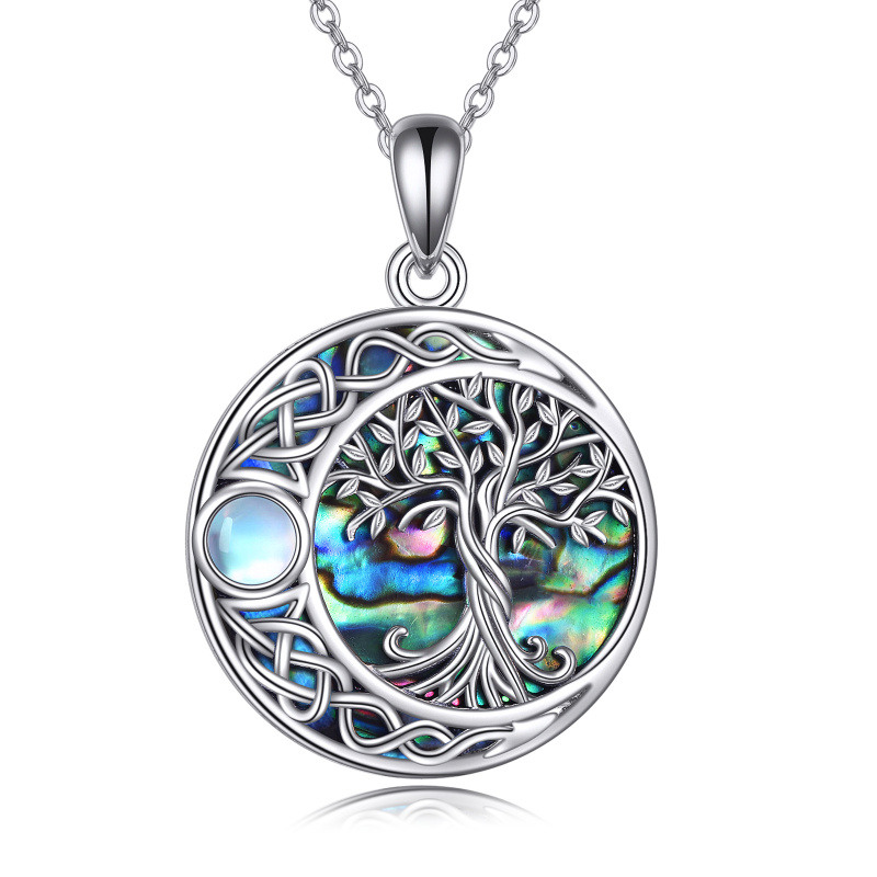 Collar colgante de plata de ley con abalón y nudo celta-17