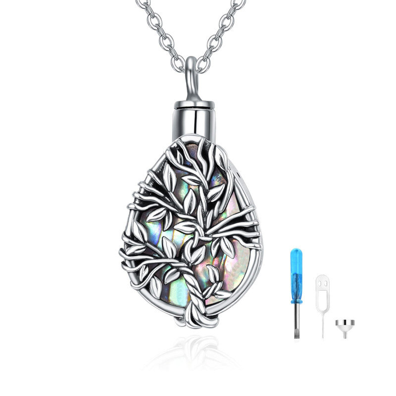 Collier d'urne en argent Abalone Shellfish Tree Of Life pour les cendres-17
