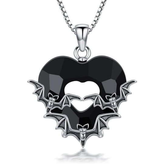 Collier pendentif chauve-souris en agate en argent sterling
