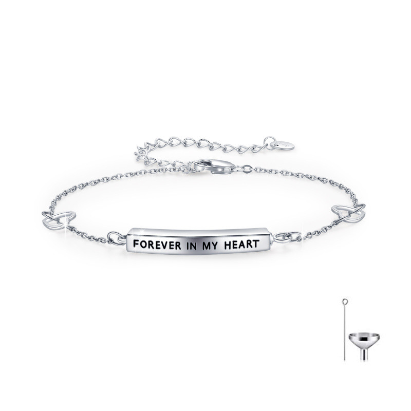 Pulsera Urna de Plata de Ley para Cenizas con Palabra Grabada-18