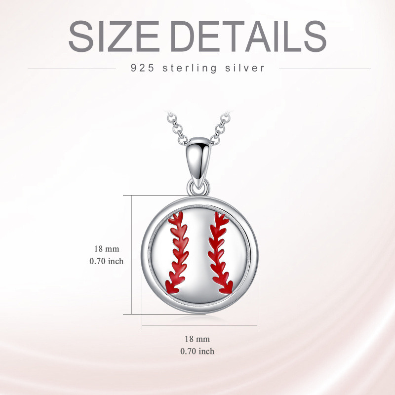 Collier en argent sterling avec pendentif Baseball-3