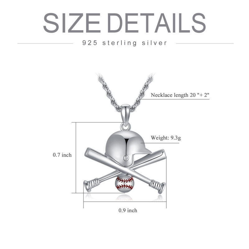 Collar con colgante de béisbol de plata esterlina para hombre-5