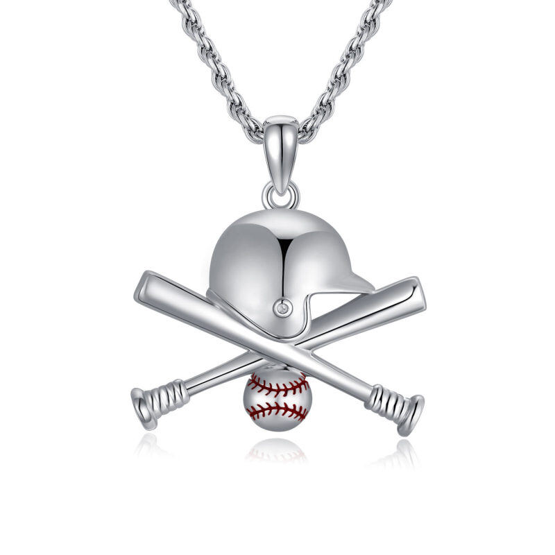 Collier avec pendentif baseball en argent sterling pour homme-1