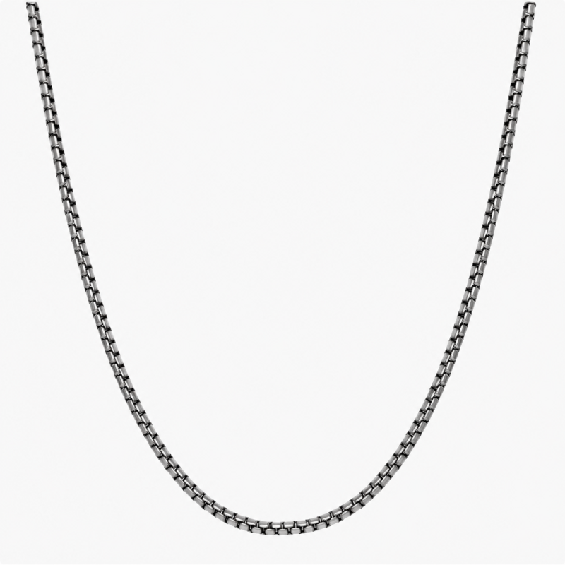 Collar con cadena de plata esterlina tipo caja para hombre-1