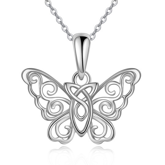 Collier en argent sterling avec pendentif papillon et nœud celtique