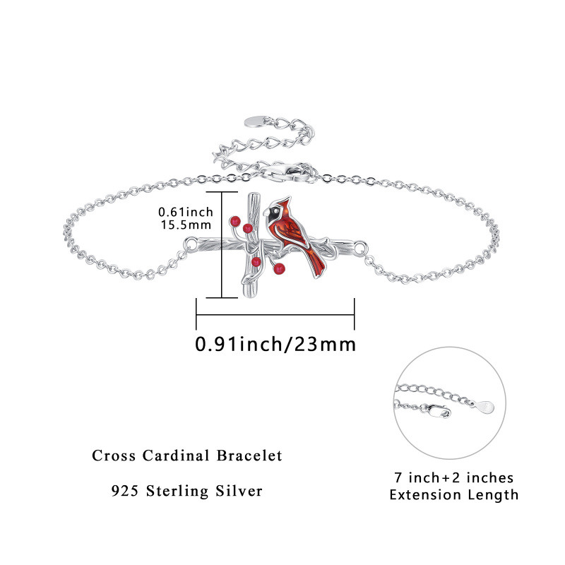 Pulsera Colgante Cardenal y Cruz de Plata de Ley-4