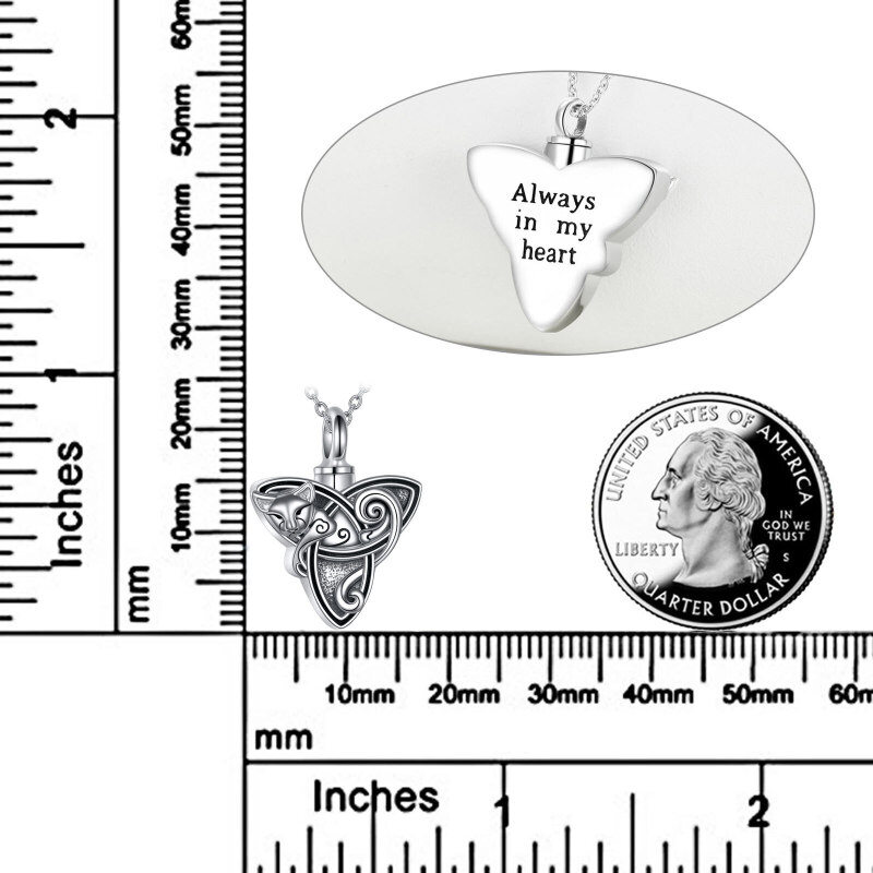 Collar Urna Gato y Nudo Celta en Plata de Ley para Cenizas-5
