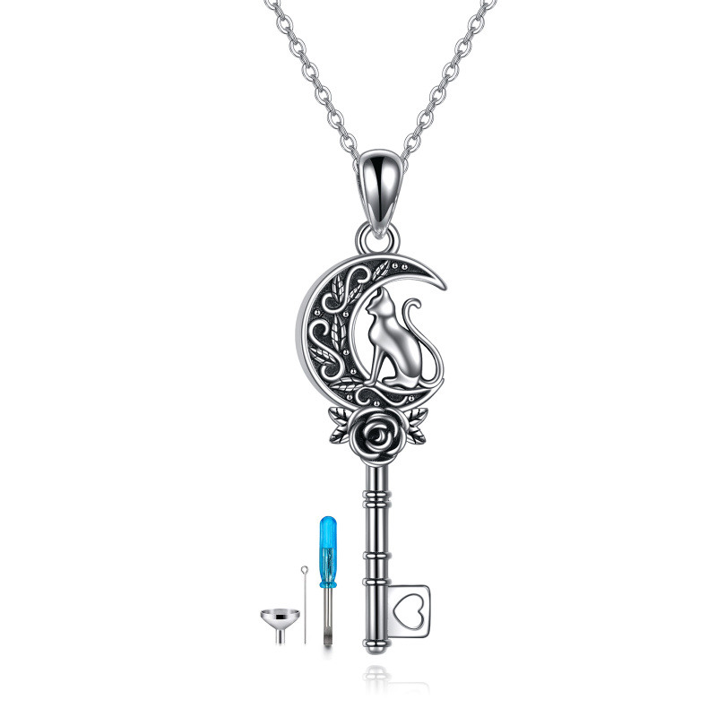 Collier en argent sterling avec rose de chat et urne clé pour cendres-15