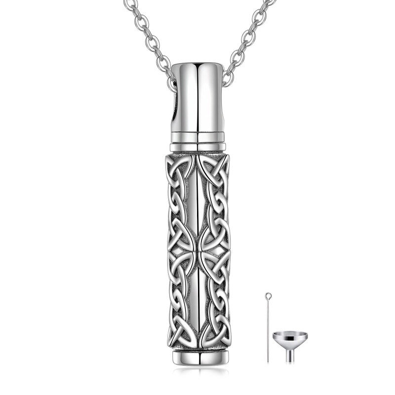 Plata de Ley Nudo Celta Barra Colgante Urna Collar para Cenizas-7