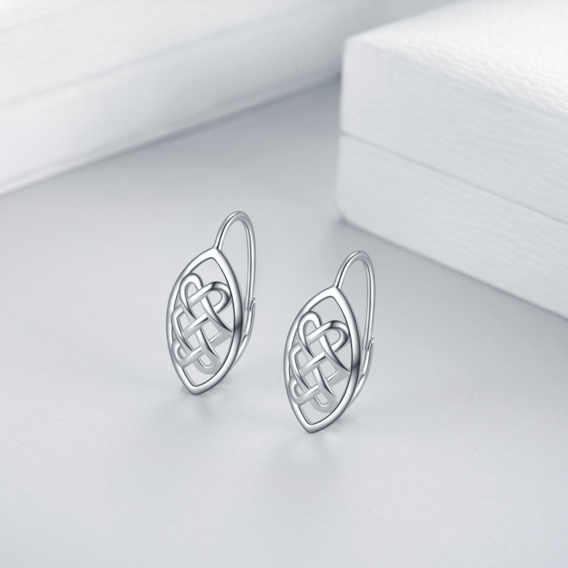 Sterling Silver Celtic Knot Lever-back Earrings-3