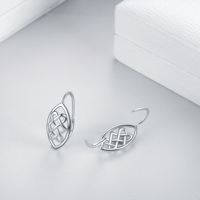 Sterling Silver Celtic Knot Lever-back Earrings-4