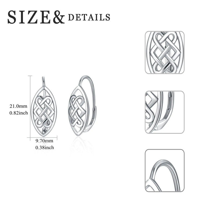 Sterling Silver Celtic Knot Lever-back Earrings-5