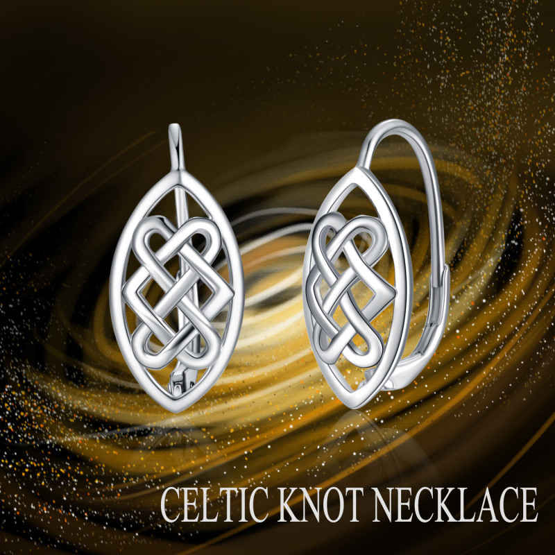 Sterling Silver Celtic Knot Lever-back Earrings-6