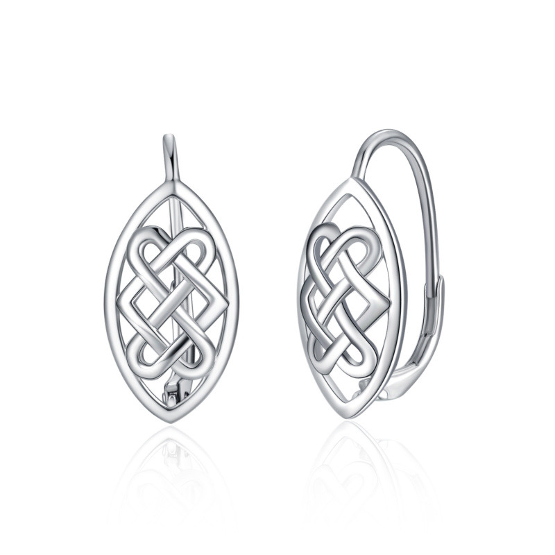 Sterling Silver Celtic Knot Lever-back Earrings-1