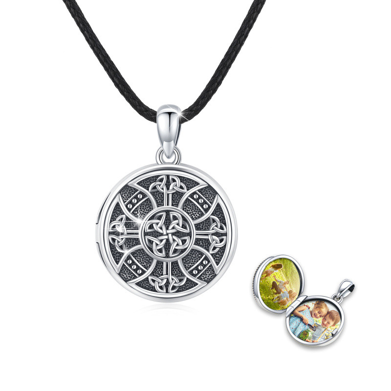 Collier en argent sterling avec nœud celtique et médaillon photo personnalisé-17