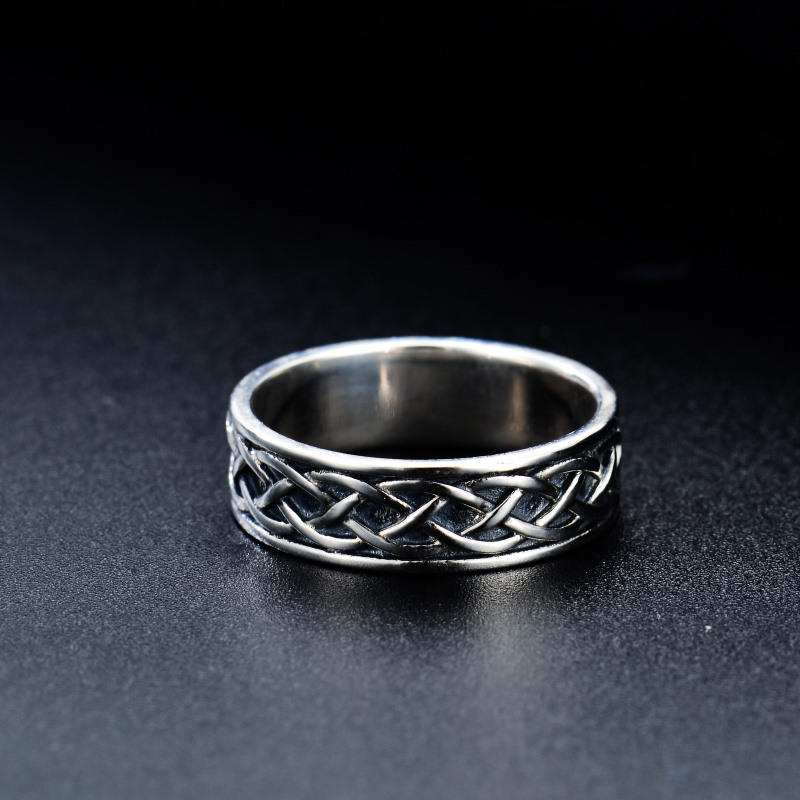 Bague chevalière en argent sterling avec nœud celtique pour hommes-3